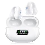 bluetooth イヤホン【業界トップ・イヤーカフ イヤホン】骨伝導 耳挟み 最先端Bluetooth5.3+ENC ノイズキャンセリング U形状 圧倒的な開放感 快適な装着感 ブルートゥース 瞬間接続/低遅延 空気伝導 ハンズフリー通話 Type‐C急速充電 長時間連続再生 高感度タッチ 通勤/WEB会議/zoom通話 ホワイト