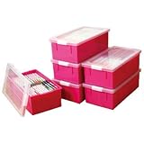 コミック＆ビデオテープ 小物入れ 収納ケース フタ付 完成品 バックル式 フタ付 同色 おしゃれ ピンク 6個組 送料無料【メーカー 自社製造 日本製】