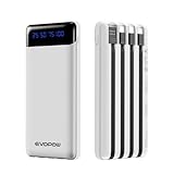 EVOPOW モバイルバッテリー 20000mAh 4本ケーブル内蔵 5台同時充電 携帯バッテリー スマホ充電器 懐中電灯 LCD残量表示