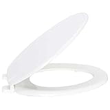 Proplus 202035 Proplus Wood-Enameled Toilet Seat with Cover, Closed Front, Elongated, White - 202035