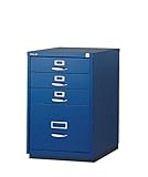 BISLEY 1F3 カギ付 4段 ファイルホルダー スチールキャビネット 【ブルー】【日本正規代理店品】【5年保証】