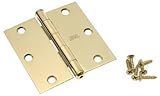 Stanley Hardware CD749 3-1/2" X 3-1/2" Solid Brass Square Corner Residential Hinge in Bright Brass [