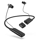 【2023初売！！最先端首掛け式ワイヤレスマイク+bluetoothネックバンドイヤホン2 in1】 iphone/ipad用ネックバンドマイク　スマホ外付けマイク　プラグ＆プレイ　APP不要 Bluetooth不要 自動ノイズリダクションlightning端子受信機付き　360°集音 収音録音 Lightningコネクター 10時間連続集音可　首掛け式bluetoothイヤホン　30時間連続再生　Type-C充電ケーブル付き YouTube/Vlog撮影/生放送/動画配信等に最適 モニタ―機能付き　日本語説明書付き　ブラック