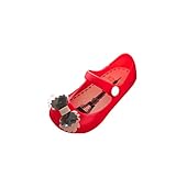 Lutents キッズ　サンダル　レインシューズ　リボン付き　通気性よい　履き心地良い　滑り止め　可愛い　おしゃれ　通園 通学　女の子　12.5-15cm　三色入 (13.5cm, レッド)