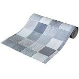 ラグリエ タイル柄 キッチンマット 撥水 アルベログレー 45×140cm 拭ける 滑り止め付き