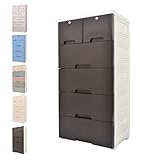 Fkstyle リビング チェスト おしゃれ 4段 5段 収納 ボックス 鍵付き 衣類 衣装 ランドリー ケース タンス プラスチック [並行輸入品]