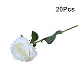 Vosarea 造花　ローズ　バラ　薔薇　人工ローズ　シルクフラワー　シミュレーション　ウェディングパーティ　フェスティバルの装飾　20ピース（ホワイト）