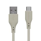 オウルテック Type-Cケーブル 1.5m シリコンケーブル 断線に強い【急速充電/3A/データ転送/480Mbps】温度センサー搭載 耐屈曲3万回以上 USB-A USB-C Type-A to Type-Cケーブル ミストグレー OWL-CBSRCA15-MGY