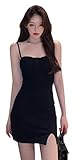 [ShuMing]ミニワンピース レディース キャミソール ボディコン ワンピース ミニ ノースリーブ パーティー クラブ キャバ 嬢 ドレス セクシー 黒ワンピース (Freeブラック)