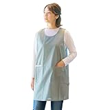 [遊楽庵] エプロン サイドボタン ショート丈 (杢グリーン, フリーサイズ ショート丈)