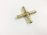 QZSKY フィッティング　コネクター　ホースバーブ　ブラス　4 ポール クロス形 10mm 1個