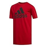 adidas ボーイズ 半袖 ロゴ Tシャツ, スカーレット・アディ, Large