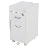 サイドチェスト キャビネット オフィス カギ付き キャスター付き スリム設計 ホワイト