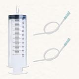 エイタイル 大容量シリンジ 200ml 300ml 500ml チューブ付き 100cm×2本 DIY 園芸 小動物 給餌 オイル注入 液体吸引 注入器 メンテナンス 計量目盛り 個別包装 (500ml)
