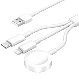 Moowarm Apple Watch用 充電器 [MFi認証済] アップルウォッチ 充電ケーブル apple Watch 充電 ケーブル 3in1 磁気充電 USBコネクタ WatchとphoneとType-C 機器 同時充電​対応 急速充電 幅広い互換性Series 8/7/6/SE/5/4/3/2/1全シリーズ対応 置くだけ 持ち運び便利(ホワイト)