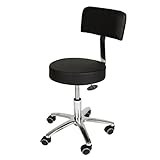 背もたれ付 低反発 スツール DX 高さ42～54cm ブラック [ エステスツール キャスター付き 背もたれ付き 昇降式 オフィスチェア 丸椅子 スツール イス 椅子 チェア ]