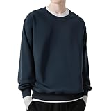 [SLEEPSINERO] トレーナー メンズ スウェット 冬服 【ゆったり体型カバー・着痩せ】 大きいサイズ クルーネック 綿 長袖tシャツ カジュアル コットン 無地 パーカー ベーシック おしゃれ 秋冬春 スポーツ 通勤通学 登山 (3XL,ネイビー)