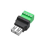 USBコネクタ USB 2.0オス/メス - 5ピンネジ端子 ターミナル プラグ コネクタ USB 2.0Aネジ留め式端子台 充電及びデータ転送コンバーターアダプター 高速伝送 PVC 耐酸化性 長寿命 USBはんだ不要 溶接不要プラグ コネクタ (メス)