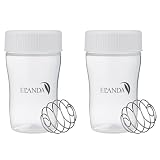 ELANDA シェイカー プロテイン シェーカー ボトル 白 350ml 【ボール付き】 BPAフリー シンプル 小さめ コンパクト 漏れにくい ホワイト (2個セット)