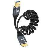 Thzzhnno USB スパイラル 3.0 Aメス to Micro Bケーブル 5Gbps 延長コード 巻き取り式 用ケーブル外付け Canvio/S5等 （85 mm～1 m延長）