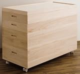 桐ケース　桐スタッキング収納ボックス浅２段・深２段　キャスター付き