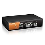 keepLiNK 6ポート PoE スイッチングハブ 10/100/1000Mbps ギガビット(4ポートPoE+、52W) 金属筺体 設定不要