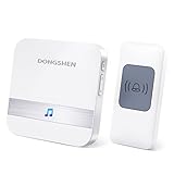 ワイヤレスチャイム DONGSHEN 呼び出しチャイムセット 玄関ベル　ドアベル 　ワイヤレスベル インターホン 呼び鈴 電池式 配線不要　防水 防塵 最高300Mの無線範囲 4段階音量調節可能 ホワ