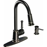 Moen CA87012BRB Pullout Spray High-Arc Kitchen Faucet with Reflex Technology from the Lindley Collec