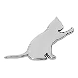 Futwod エンブレム 猫 ネコ 車用 ステッカー ねこ かわいい 3Dステッカー キャット アクセサリー 防水 金属 カーステッカー デカール バッジ シルバー 車用 バイク スーツケース おしゃれ 飾り キズ隠し 右側 手遊び猫