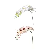 VORCOOL 2pcs人工バタフライOrchid Flower Plantホーム装飾(ピンク+オフホワイト)