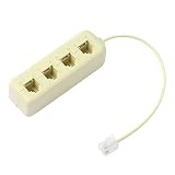 uxcell 電話スプリッター RJ11 6P4C 1 オス - 4 メス M/F コンバーター電話ジャックアダプターケーブル 4 ウェイ ベージュ 1個