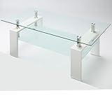 ガラステーブル 100cm幅 ローテーブル センターテーブル コーヒーテーブル 001-TGV(ホワイト)