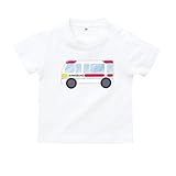 BabyChips 救急車(名入れ半袖ベビーTシャツ) 110 ホワイト