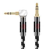 JIB L型 3.5mm AUXケーブル 片側90度 オス 車載 iPhone Android ホームシアター 対応 布編み/長さ0.5m