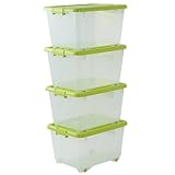 プチプラ 収納ケース キャスター付き 4個セット グリーン