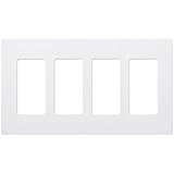 LUTRON CW-4-WH 4-Gang Claro Wall Plate, White
