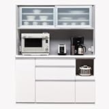 【開梱設置費込】食器棚 ＮTLシリーズ140ｃｍ幅 高さ180ｃｍ ダイニングボード ホワイト ハイグロス 【日本製】