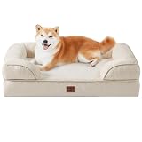 EHEYCIGA 犬 ベッド ペットベッド 防水 猫 ベッド 洗える 犬用 クッション 高反発 取り外せるカバー 滑り止め オールシーズン 中型犬 大型犬(91x68x16.5cm，ベージュ)