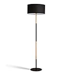 ノルディックフロアランプ、ウッディーリビングルームの研究ベッドルームライトクロスシェードE27 * 1シンプルでモダンな純粋なカラーフロアランプフットスイッチ高1640mm ( 色 : ブラック )