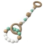 Kissteether 赤ちゃんのシリコーン歯が生える玩具木製ビーズ、シリコーンビーズとリング赤ちゃんのおしゃぶりおもちゃDIY安全で自然の中へジム木製おしゃぶりおもちゃを吊るします (ブレスレット)
