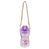 Dovewill 肩のストラップ　　キッズ　　赤ちゃん　　リークプルーフ　　ウォーターボトル　　ストロー 　プラスチック製　　 全2サイズ3色 - 480ML, 紫の