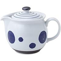 波佐見焼 ナイス ポット 急須 丸紋ライン スーパー ステンレス 茶こし付 450 ml  14049