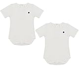 antebies有機100コットンPointelle幼児ベビー半袖TシャツOnesies Bodysuitsタグなしホワイト/ブルー2パック。ギフトボックス US サイズ: S カラー: ホワイト