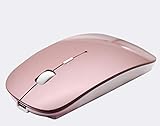 充電式ワイヤレスマウスサイレントBluetooth PC 4.0人間工学に基づいたマウス2.4GhzラップトップPCノートブックマウス用USB光学式マウス、ローズゴールド