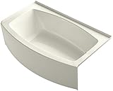 KOHLER K-1118-RA-96 Expanse 60" x 30" To 36" Curved Alcove Bath with Integral Apron, Tile Flange and