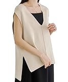 [ティティベイト] サイドスリット Vネック ニットベスト ACXP3842 レディース S ライトベージュ