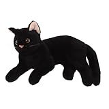 Toyvian 猫ぬいぐるみ 人工の猫のおもちゃ 長い猫のぬいぐるみ枕 黒猫のフィギュア 猫の重みのあるぬいぐるみ 黒猫抱き枕 リアルな黒猫のぬいぐるみ ハロウィン猫のぬいぐるみ 猫 Black