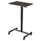 タンスのゲン 【ワンタッチ UP DOWN】 昇降式 スタンディングデスク 幅70cm ガス圧 ワンタッチ 無段階昇降 キャスター&amp;アジャスター付き コンパクト 木目調ブラウン 45400005 01 【60876】