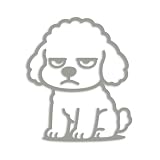 ForzaGroup ふて顔 トイプードル カッティングステッカー お座り 犬 dog 車 バイク ヘルメット 屋外耐候 (8cm×6.8cm シルバー)