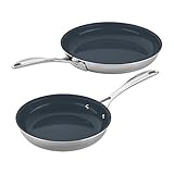 ZWILLING Clad CFX 2ピース ステンレススチール セラミック ノンスティック 8インチ&10インチフライパンセット